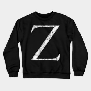 Z in Roman White Marble Latin Alphabet Letter Sticker Crewneck Sweatshirt
